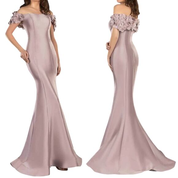Terani Couture Floral Off Shoulder Long Gown Mauve Size 4 2021E2799 - Picture 2 of 12